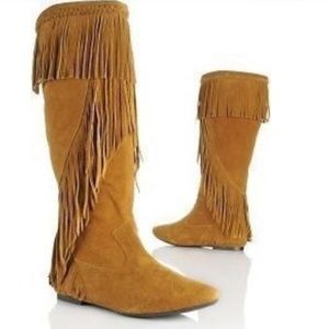 Sam Edelman Utah Fringe Tan Boots Moccasubs Pull On